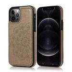 For iPhone 12 Pro Max Double Buckle Mandala Pattern PU+TPU Protective Case with Card Slots & Holder & Photo Frame(Grey)