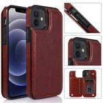 For iPhone 12 mini Shockproof PU + TPU Leather Case with Card Slots & Holder & Photo Frame & Wallet (Brown)