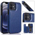 For iPhone 12 mini Shockproof PU + TPU Leather Case with Card Slots & Holder & Photo Frame & Wallet (Blue)