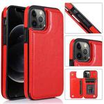 For iPhone 12 / 12 Pro Shockproof PU + TPU Leather Case with Card Slots & Holder & Photo Frame & Wallet(Red)