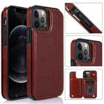 For iPhone 12 Pro Max Shockproof PU + TPU Leather Case with Card Slots & Holder & Photo Frame & Wallet(Brown)