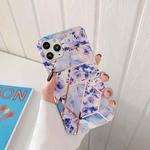 Plating Splicing Pattern Soft TPU Protective Case For iPhone 11(Stitching Blue Flowers)