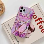 Plating Splicing Pattern Soft TPU Protective Case For iPhone 11 Pro(Stitching Purple Flowers)