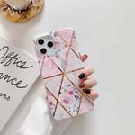 Plating Splicing Pattern Soft TPU Protective Case For iPhone 11 Pro Max(Stitching Pink Flowers)