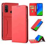 For Huawei P Smart 2020 Strong Magnetism Liquid Feel Horizontal Flip Leather Case with Holder & Card Slots & Wallet(Red)