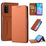 For Huawei Honor 30 Lite Strong Magnetism Liquid Feel Horizontal Flip Leather Case with Holder & Card Slots & Wallet(Brown)