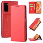 For Huawei Honor V30 Strong Magnetism Liquid Feel Horizontal Flip Leather Case with Holder & Card Slots & Wallet(Red)