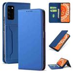 For Huawei Honor V30 Strong Magnetism Liquid Feel Horizontal Flip Leather Case with Holder & Card Slots & Wallet(Blue)