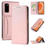 For Huawei Honor V30 Strong Magnetism Liquid Feel Horizontal Flip Leather Case with Holder & Card Slots & Wallet(Rose Gold)