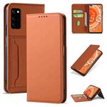 For Huawei Honor V30 Strong Magnetism Liquid Feel Horizontal Flip Leather Case with Holder & Card Slots & Wallet(Brown)