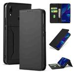 For Huawei P Smart (2019) / Honor 10 Lite Strong Magnetism Liquid Feel Horizontal Flip Leather Case with Holder & Card Slots & Wallet(Black)