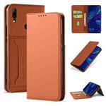 For Huawei P Smart (2019) / Honor 10 Lite Strong Magnetism Liquid Feel Horizontal Flip Leather Case with Holder & Card Slots & Wallet(Brown)