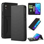 For Huawei Honor 8S / Y5 (2019) Strong Magnetism Liquid Feel Horizontal Flip Leather Case with Holder & Card Slots & Wallet(Black)