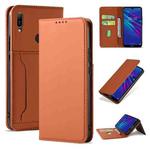 For Huawei Y6(2019) / Honor 8A Strong Magnetism Liquid Feel Horizontal Flip Leather Case with Holder & Card Slots & Wallet(Brown)