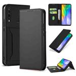 For Huawei Y6P Strong Magnetism Liquid Feel Horizontal Flip Leather Case with Holder & Card Slots & Wallet(Black)