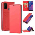 For Huawei Honor 9A Strong Magnetism Liquid Feel Horizontal Flip Leather Case with Holder & Card Slots & Wallet(Red)