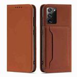 For Samsung Galaxy S20 FE 5G / S20 Fan Edition / S20 Lite Strong Magnetism Liquid Feel Horizontal Flip Leather Case with Holder & Card Slots & Wallet(Brown)