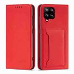 For Samsung Galaxy A42 Strong Magnetism Liquid Feel Horizontal Flip Leather Case with Holder & Card Slots & Wallet(Red)