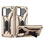 For Samsung Galaxy S20 FE Shockproof TPU + PC Protective Case with Holder(Gold)