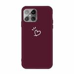 For iPhone 12 mini Three Dots Love-heart Pattern Frosted TPU Protective Case  (Wine Red)