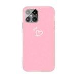 For iPhone 12 / 12 Pro Three Dots Love-heart Pattern Frosted TPU Protective Case(Pink)