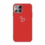 For iPhone 12 / 12 Pro Three Dots Love-heart Pattern Frosted TPU Protective Case(Red)