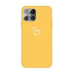 For iPhone 12 / 12 Pro Three Dots Love-heart Pattern Frosted TPU Protective Case(Yellow)
