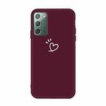 For Samsung Galaxy Note20 Three Dots Love-heart Pattern Frosted TPU Protective Case(Wine Red)