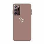 For Samsung Galaxy Note20 Ultra Three Dots Love-heart Pattern Frosted TPU Protective Case(Khaki)