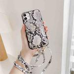 Crocodile Pattern PU + PC Case with Card Slot & Shoulder Strap For iPhone 11 Pro(White)