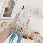 For iPhone 11 Gold Foil Style Dropping Glue Ribbon Bow TPU Protective Case with Neck Strap (Brush)