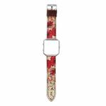 For Fitbit Blaze Retro Flowers Series Leather Watch Band(Red Flowers)