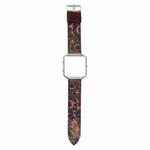 For Fitbit Blaze Retro Flowers Series Leather Watch Band(Green Flowers)