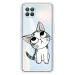 For OPPO F17 / A73 (2020) / Reno4 F Colored Drawing Clear TPU Cover Protective Cases(Tilted Head Cat)