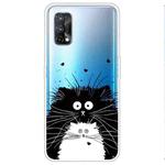 For OPPO Realme 7 Pro Colored Drawing Clear TPU Cover Protective Cases(Black And White Rat)