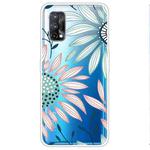 For OPPO Realme 7 Pro Colored Drawing Clear TPU Cover Protective Cases(Pink Green Flower)