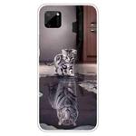 For OPPO Realme C11 Colored Drawing Clear TPU Cover Protective Cases(Reflection Cat Tiger)