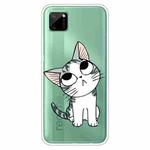 For OPPO Realme C11 Colored Drawing Clear TPU Cover Protective Cases(Tilted Head Cat)