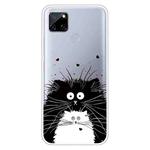 For OPPO Realme C12 Colored Drawing Clear TPU Cover Protective Cases(Black And White Rat)