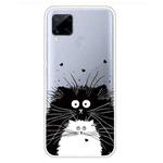 For OPPO Realme C15 Colored Drawing Clear TPU Cover Protective Cases(Black And White Rat)