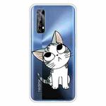 For OPPO Realme 7 Colored Drawing Clear TPU Cover Protective Cases(Tilted Head Cat)