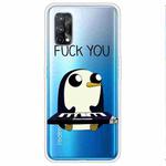 For OPPO Realme X7 Colored Drawing Clear TPU Cover Protective Cases(Penguin)