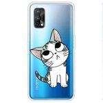 For OPPO Realme X7 Colored Drawing Clear TPU Cover Protective Cases(Tilted Head Cat)