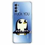 For OPPO Reno4 Colored Drawing Clear TPU Cover Protective Cases(Penguin)