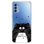 For OPPO Reno4 Colored Drawing Clear TPU Cover Protective Cases(Black And White Rat)
