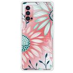 For OPPO Reno4 Pro Colored Drawing Clear TPU Cover Protective Cases(Pink Green Flower)