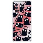 For OPPO Reno4 Pro Colored Drawing Clear TPU Cover Protective Cases(Funny Cat)