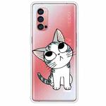 For OPPO Reno4 Pro Colored Drawing Clear TPU Cover Protective Cases(Tilted Head Cat)