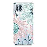 For OPPO Reno4 SE Colored Drawing Clear TPU Cover Protective Cases(Pink Green Flower)