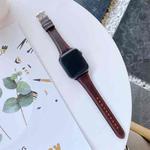 Double-sided Leather Watch Band For Apple Watch Series 7 41mm / 6 & SE & 5 & 4 40mm / 3 & 2 & 1 38mm(Dark Brown)